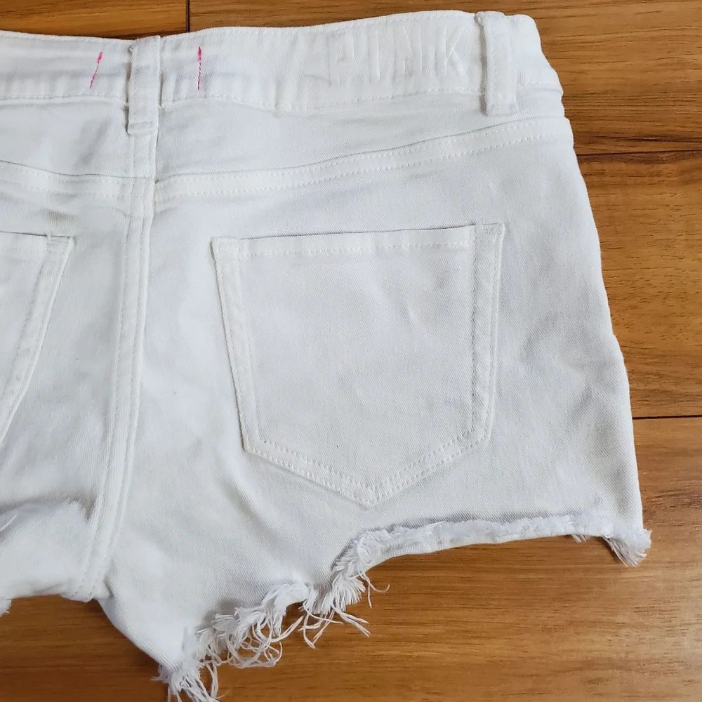 VS PINK White Denim Cutoff Shorts